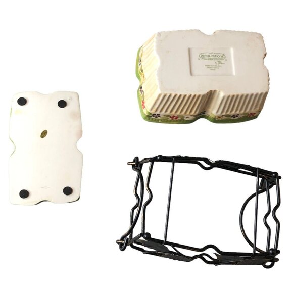 Temp-tations Old World Bakeware Bread Pan Basket Trivet Green Red Blue Casserole - Picture 2 of 16